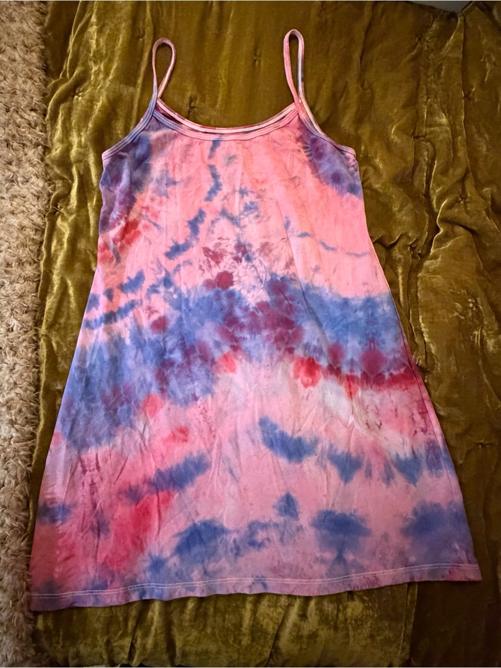Purusha People Hand Tie-Dyed Pink & Blue Slip Mini Dress